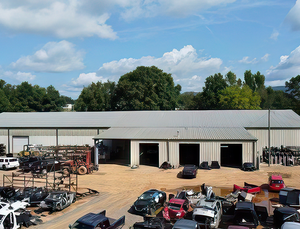 Auto parts warehouse yard view